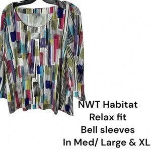 Oversized swing top,,multicolored,striped,cottagecore  cabincore NWT HABITAT